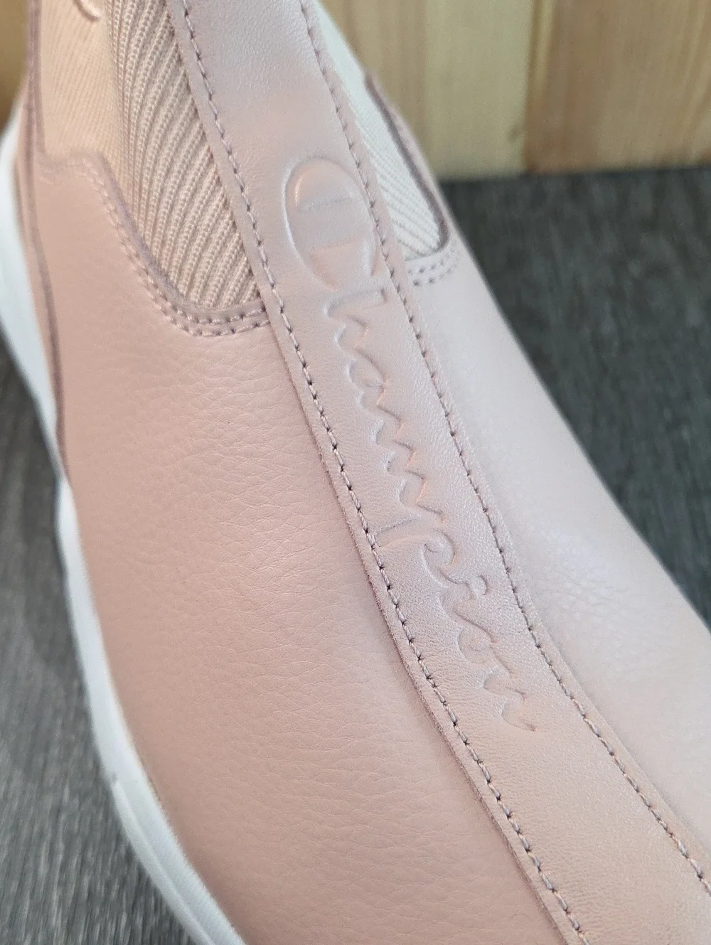 Champion Rally LTW  Women's Light Nude Pink Slip-On Sock Sneaker White Sole 9W